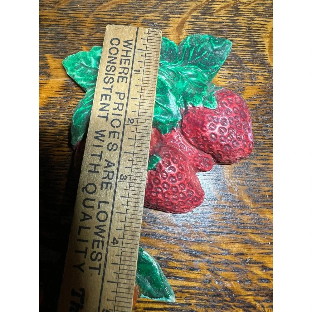 Vintage Chalkware Fruit Wall Plaques Set of 5 Mid Century Kitchen Decor Kitsch